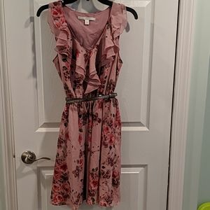Pink floral chiffon dress